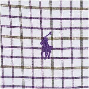 Ralph Lauren White Purple Olive Oxford Check Custom Fit Long Sleeve Shirt Large